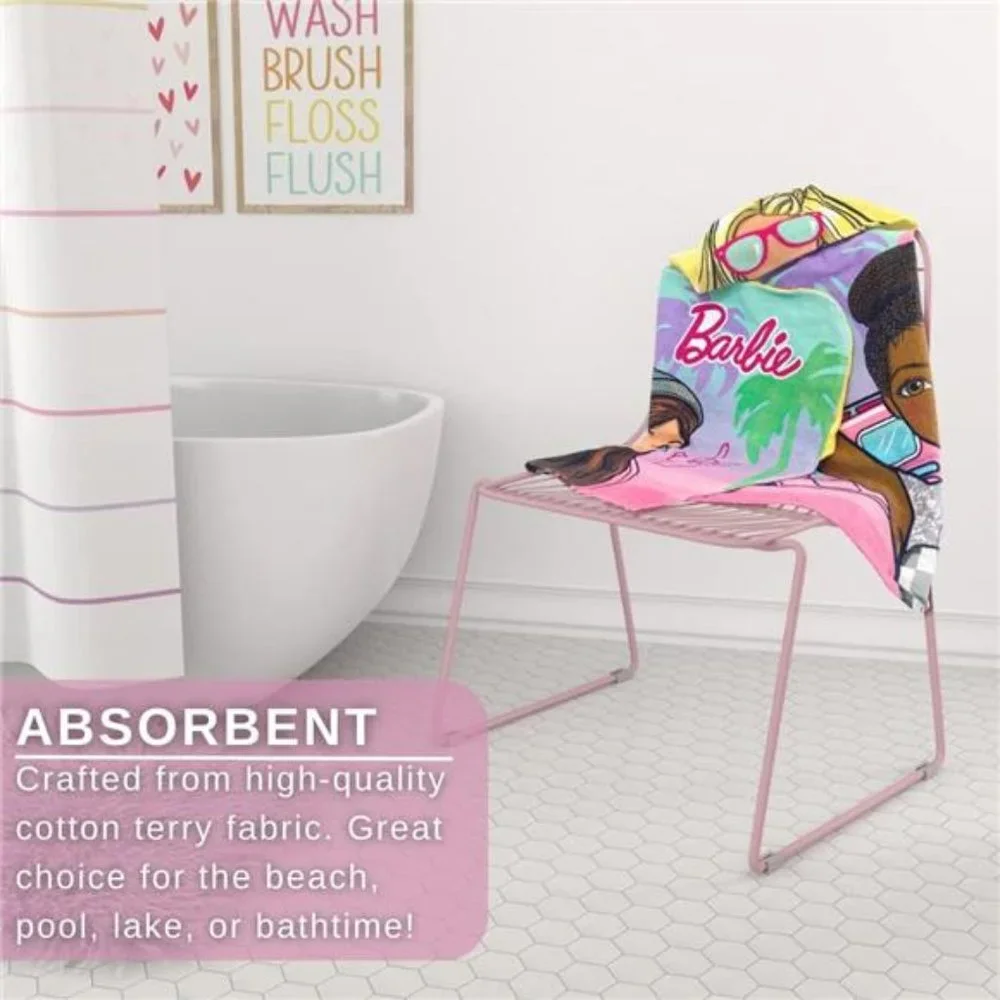 Barbie Bath/Pool/Beach Cotton Hooded Towel for Girls